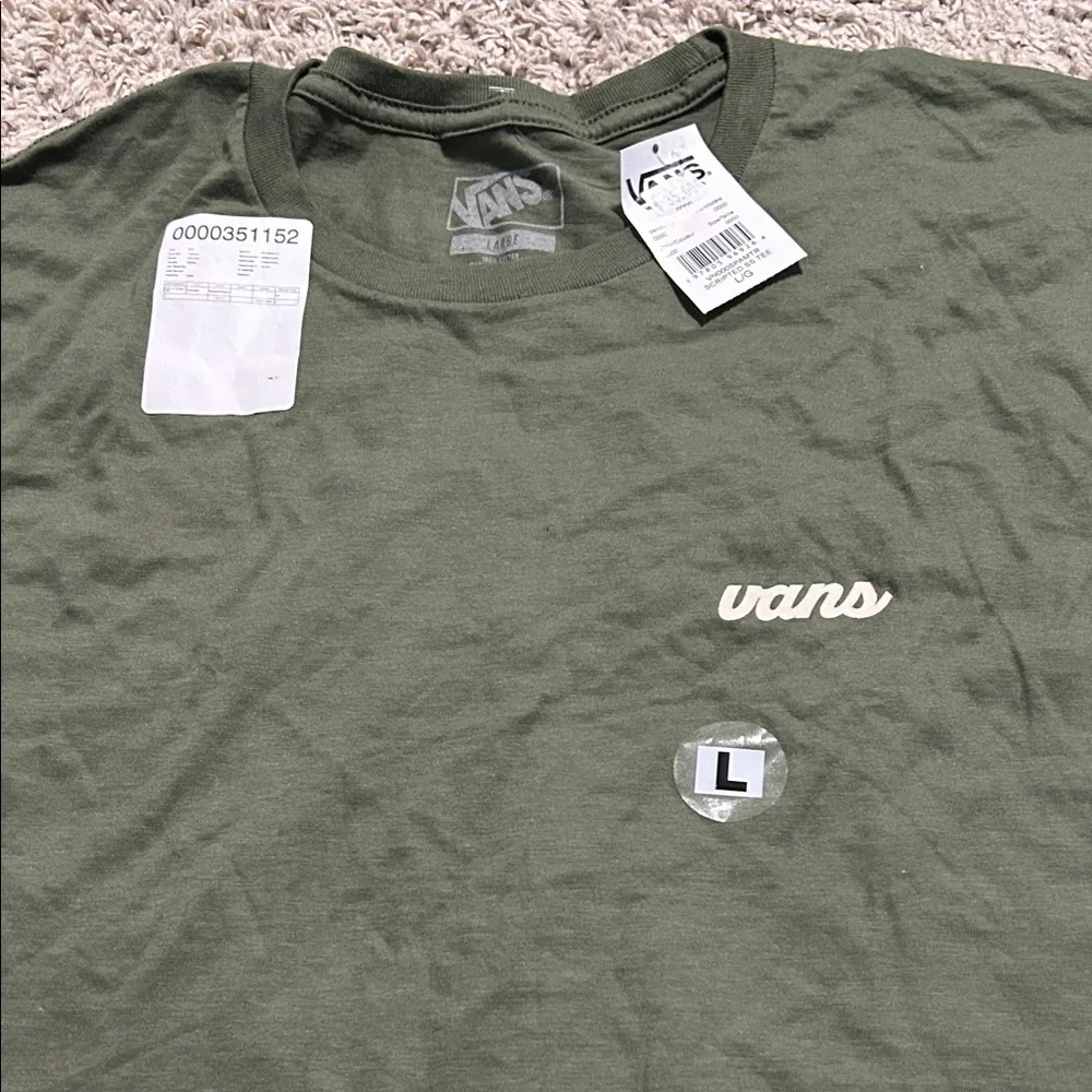 Vans Men's Olive Short Sleeve scripted  Tee size large - Picture 2 of 3